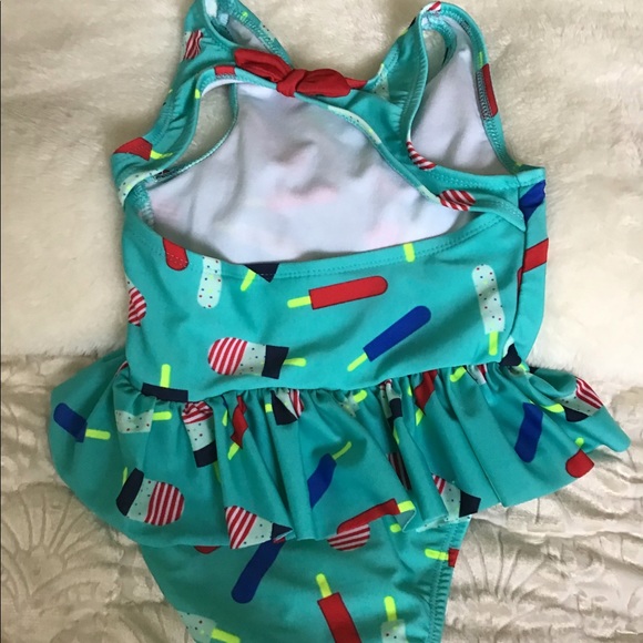Cat and Jack swimsuit with Popsicles 2T turquoise. Colorful ruffled skirt - Picture 2 of 6